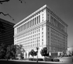 Exterior black and white photograph of Old L.A. Ccourthouse, architectural photography